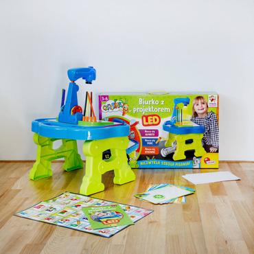 BIURKO Z PROJEKTOREM LED TABLICA DO RYSOWANIA ZESTAW 2W1 Carotina 