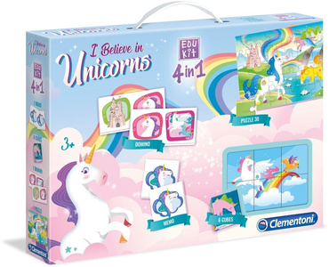 Clementoni 4w1JEDNOROŻEC Puzzle Memo Domino Kostki