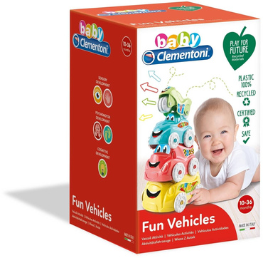 Clementoni BABY WIEŻA Z AUTEK Piramidka 4 POJAZDY