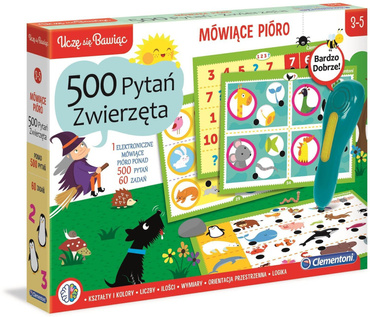 Clementoni Mówiące Pióro GRA 500 PYTAŃ ZWIERZĘTA