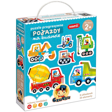 CzuCzu PUZZLE PUZZLE PROGRESYWNE POJAZDY NA BUDOWIE 9 UKŁADANEK 33el ZESTAW