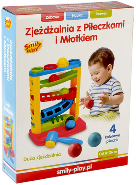 DUŻA ZJEŻDŻALNIA Z PIŁECZKAMI I MŁOTKIEM SMILY PLAY