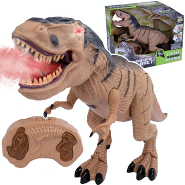 DUŻY DINOZAUR STEROWANY T-Rex CHODZI RYCZY ZIEJE PARĄ 46CM PILOT RC