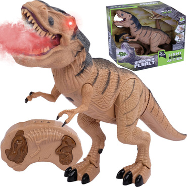 DUŻY DINOZAUR STEROWANY T-Rex CHODZI RYCZY ZIEJE PARĄ 46CM PILOT RC