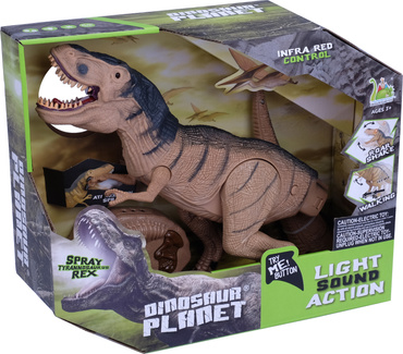 DUŻY DINOZAUR STEROWANY T-Rex CHODZI RYCZY ZIEJE PARĄ 46CM PILOT RC