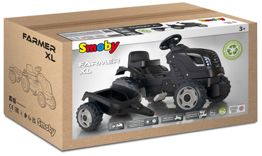 DUŻY TRAKTOR NA PEDAŁY Z PRZYCZEPĄ Farmer XL Smoby CZARNY