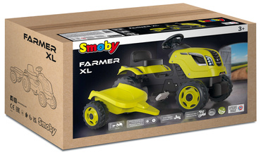 DUŻY TRAKTOR NA PEDAŁY Z PRZYCZEPĄ Farmer XL Smoby ZIELONY