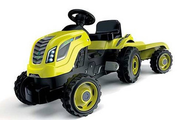 DUŻY TRAKTOR NA PEDAŁY Z PRZYCZEPĄ Farmer XL Smoby ZIELONY