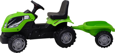 DUŻY TRAKTOR NA PEDAŁY Z PRZYCZEPĄ JEŹDZIK 141cm ZIELONY