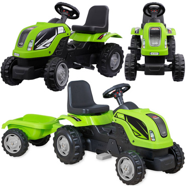 DUŻY TRAKTOR NA PEDAŁY Z PRZYCZEPĄ JEŹDZIK 141cm ZIELONY