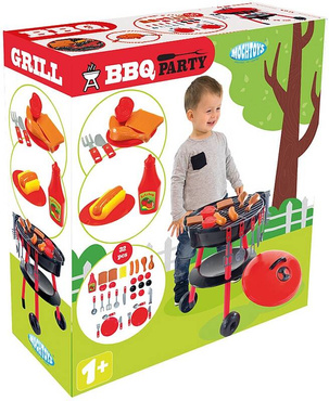 GRILL DO ZABAWY DLA DZIECI NA KÓŁKACH 32 AKCESORIA