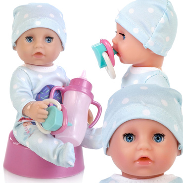 LALKA NATALIA BOBAS BORN BABY BUTELKA NOCNIK SIUSIA PIJE
