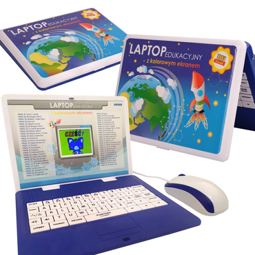LAPTOP EDUKACYJNY DLA DZIECI Z KOLOROWYM EKRANEM LCD 53 FUNKCJE