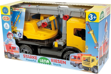 LENA DŹWIG GIGANT 115 cm JEŹDZIK Ciężarówka AUTO żółty