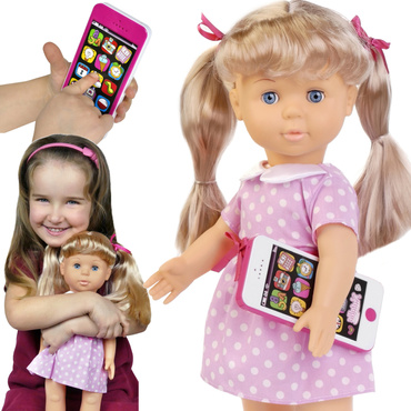 Lalka NATALIA CHODZĄCA ZE SMARTFONEM Mówi PL-ANG