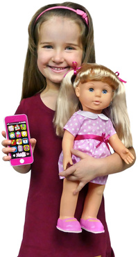 Lalka NATALIA CHODZĄCA ZE SMARTFONEM Mówi PL-ANG
