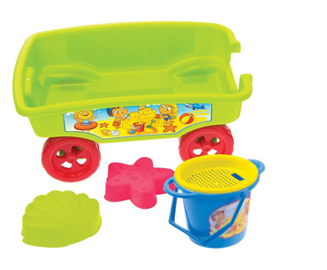 MOCHTOYS WÓZEK NA ZABAWKI PRZYCZEPKA Z ZESTAWEM DO PIASKU