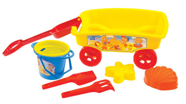 MOCHTOYS WÓZEK NA ZABAWKI PRZYCZEPKA Z ZESTAWEM DO PIASKU
