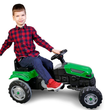 OGROMNY TRAKTOR NA PEDAŁY DLA DZIECI XL KLAKSON ZIELONY