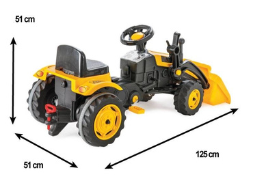 OGROMNY TRAKTOR NA PEDAŁY KOPARKA Z ŁYŻKĄ DLA DZIECI XL ŻÓŁTY