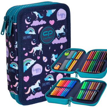 PIÓRNIK PODWÓJNY Z WYPOSAŻENIEM COOLPACK HAPPY UNICORN JEDNOROŻCE E66549