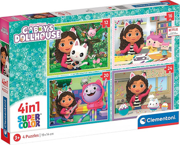PUZZLE KOCI DOMEK GABI ZESTAW 4w1 12-16-20-24el GABBY'S DOLLHOUSE CLEMENTONI
