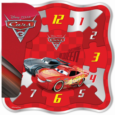 Playme DREWNIANY ZEGAR CARS 3 Auta PUZZLE do nauki
