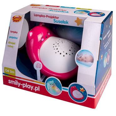 RÓŻOWY SUSEŁEK LAMPKA NOCNA PROJEKTOR SMILY PLAY 