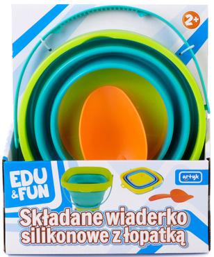 SKŁADANE WIADERKO SILIKONOWE DO PIASKU PIASKOWNICY + ŁOPATKA ZIELONE