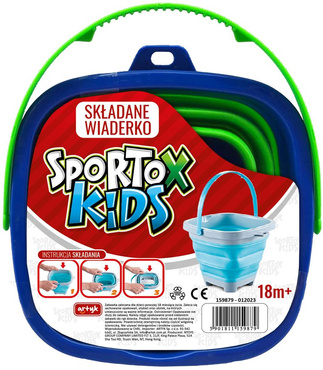 SKŁADANE WIADERKO SILIKONOWE DO PIASKU PIASKOWNICY ZIELONO-GRANATOWE