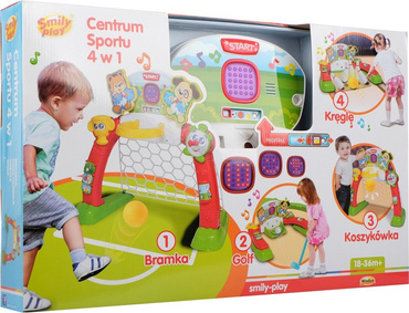 SMILY CENTRUM SPORTU 4W1 BRAMKA KOSZ KRĘGLE GOLF