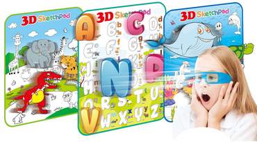 TABLICA DO RYSOWANIA 3D SZABLONY OKULARY ZESTAW 3W1