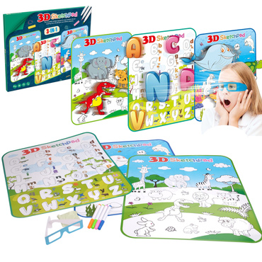 TABLICA DO RYSOWANIA 3D SZABLONY OKULARY ZESTAW 3W1