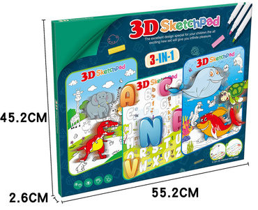 TABLICA DO RYSOWANIA 3D SZABLONY OKULARY ZESTAW 3W1