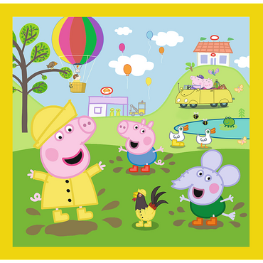 Trefl PUZZLE 3w1 ŚWINKA PEPPA WESOŁY DZIEŃ 34849